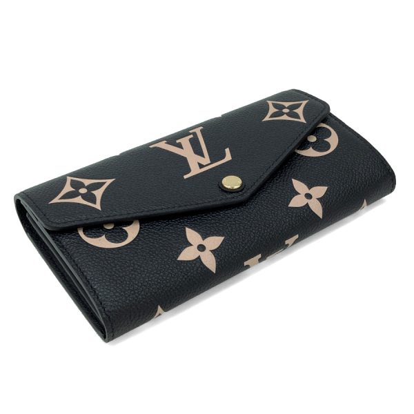 m80496 03 Louis Vuitton Portefeuille Sarah Monogram Empreinte Bicolor Wallet Black