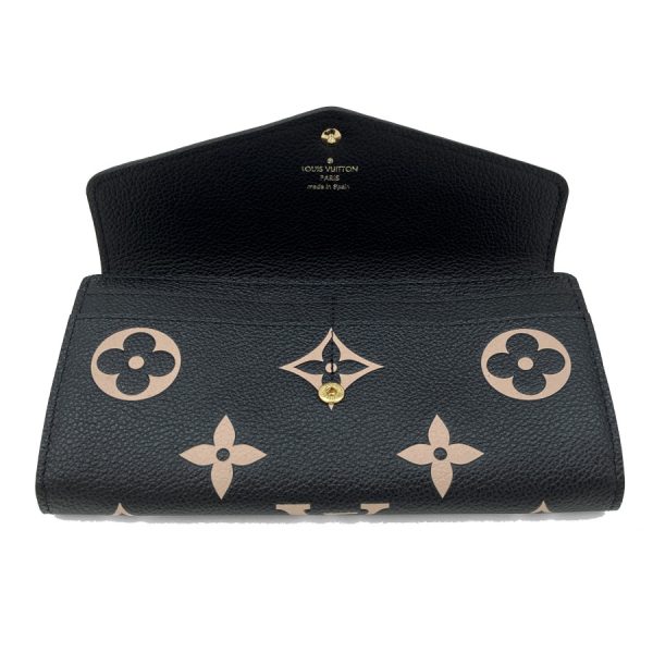 m80496 04 Louis Vuitton Portefeuille Sarah Monogram Empreinte Bicolor Wallet Black