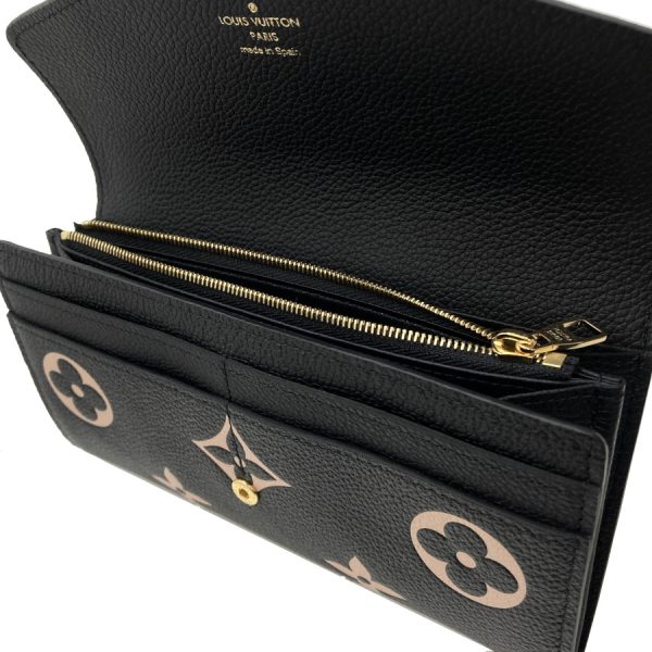 m80496 06 Louis Vuitton Portefeuille Sarah Monogram Empreinte Bicolor Wallet Black