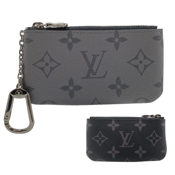 m80905 01 Louis Vuitton Monogram Eclipse Coin Case Key Case Gray Black Silver