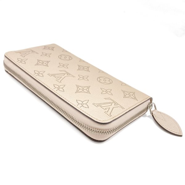 m80935 10 Louis Vuitton Monogram Mahina Wallet Long Round Zipper Pink Silver