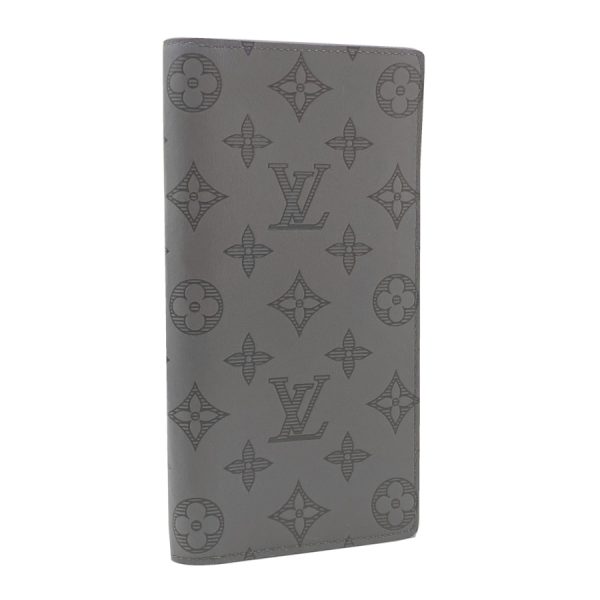 m81335 01 Louis Vuitton Monogram Shadow Wallet Long Bifold Gray Black