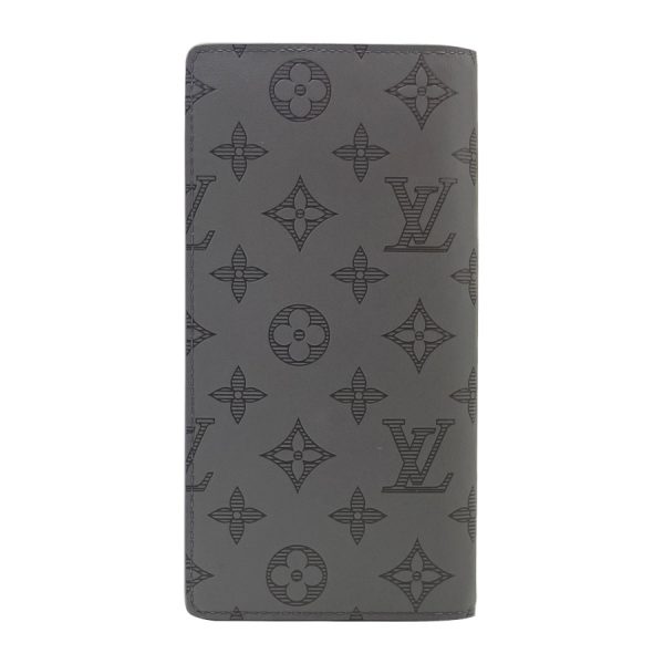 m81335 02 Louis Vuitton Monogram Shadow Wallet Long Bifold Gray Black