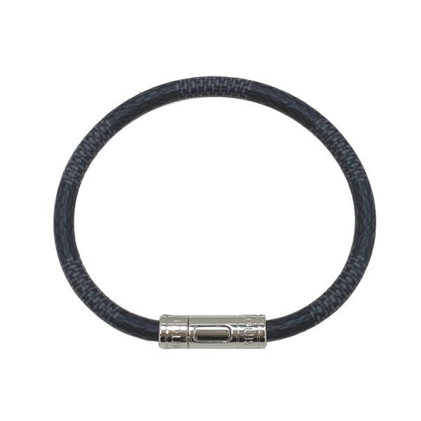 m8152e 07 Louis Vuitton Canvas Keep It Damier Bracelet Black Silver