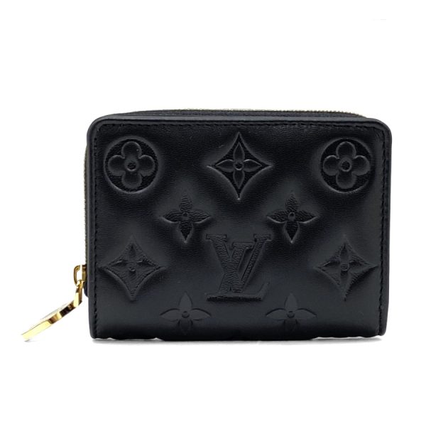 m81599 02 Louis Vuitton Monogram Embossed Wallet Bifold Round Zipper Black