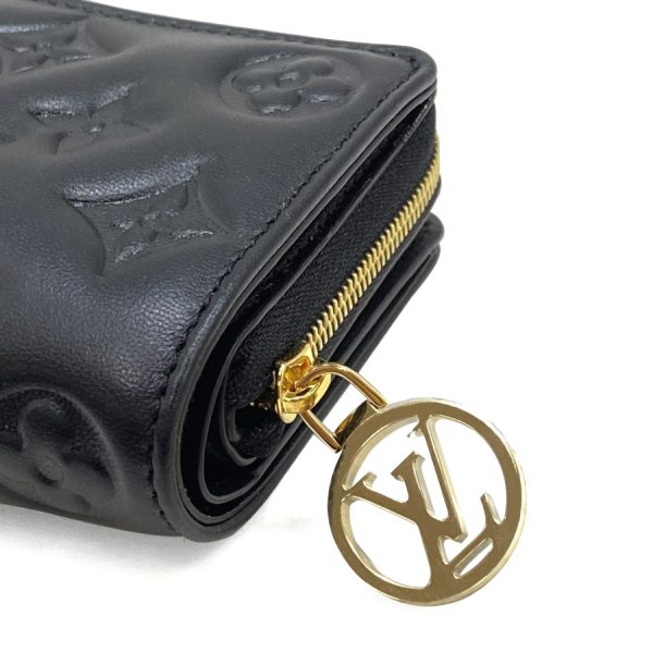 m81599 10 Louis Vuitton Monogram Embossed Wallet Bifold Round Zipper Black