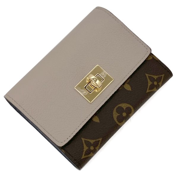 m82398 09 Louis Vuitton Monogram Wallet Tri Fold Greige Gold