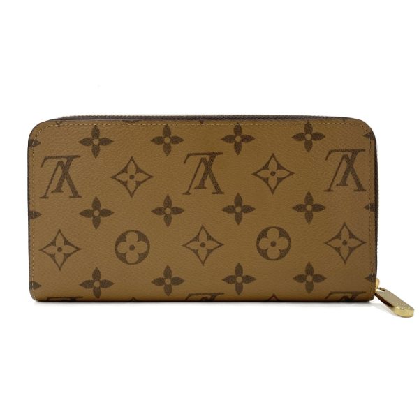 m82444 02 Louis Vuitton Monogram Reverse Wallet Long Round Zipper Brown Gold