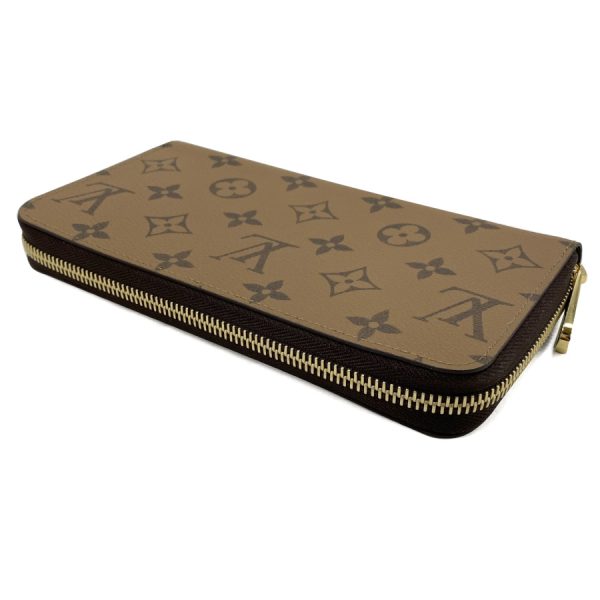 m82444 03 Louis Vuitton Monogram Reverse Wallet Long Round Zipper Brown Gold