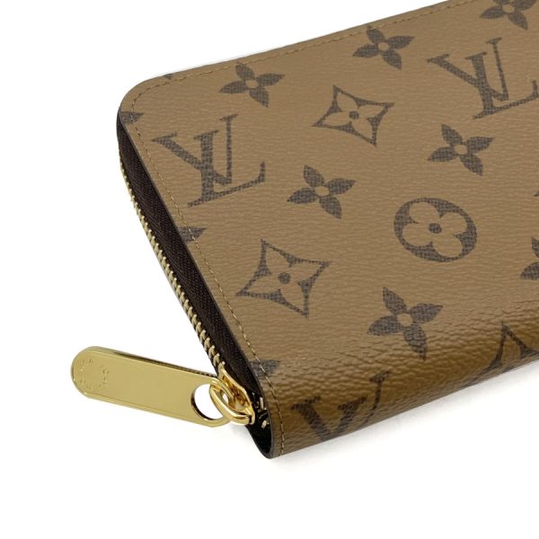 m82444 06 Louis Vuitton Monogram Reverse Wallet Long Round Zipper Brown Gold