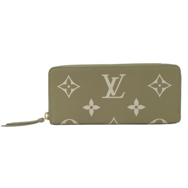 m82478 01 Louis Vuitton Monogram Empreinte Wallet Long Round Zipper Khaki Beige