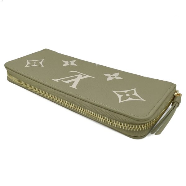 m82478 04 Louis Vuitton Monogram Empreinte Wallet Long Round Zipper Khaki Beige