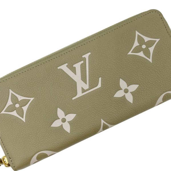 m82478 07 Louis Vuitton Monogram Empreinte Wallet Long Round Zipper Khaki Beige