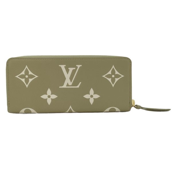 m82478 08 Louis Vuitton Monogram Empreinte Wallet Long Round Zipper Khaki Beige