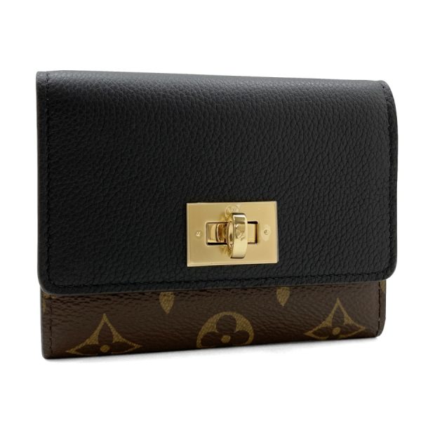 m82640 01 Louis Vuitton Monogram Wallet Tri Fold Black Gold