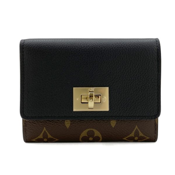 m82640 02 Louis Vuitton Monogram Wallet Tri Fold Black Gold