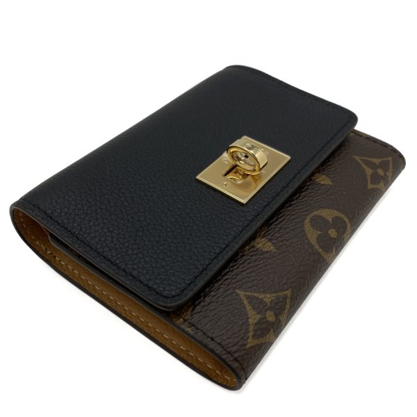 m82640 08 Louis Vuitton Monogram Wallet Tri Fold Black Gold