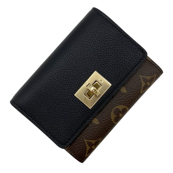 m82640 09 Louis Vuitton Monogram Wallet Tri Fold Black Gold