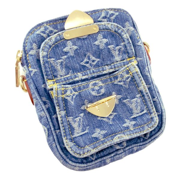 m82948 66 Louis Vuitton Fairfax Monogram Denim Remix Pochette Bag Blue