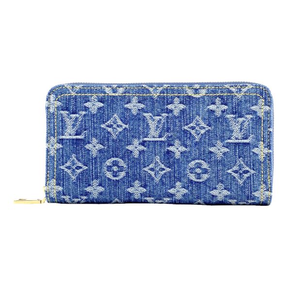 m82958 1111 Louis Vuitton Monogram Wallet Long Round Zipper Denim Blue