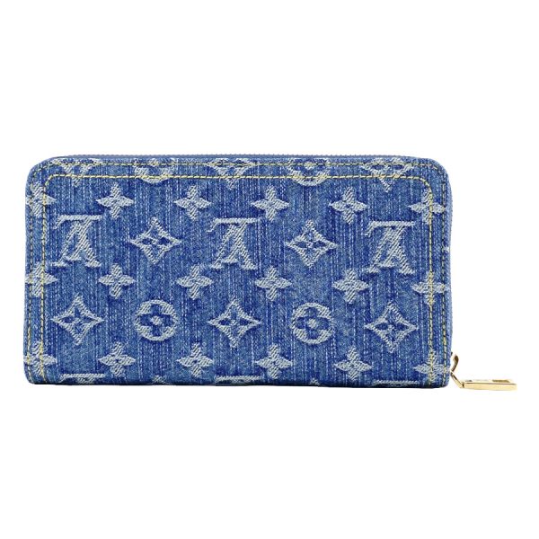 m82958 2 Louis Vuitton Monogram Wallet Long Round Zipper Denim Blue