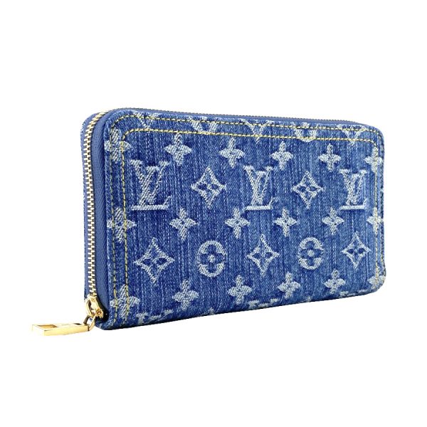 m82958 3 Louis Vuitton Monogram Wallet Long Round Zipper Denim Blue