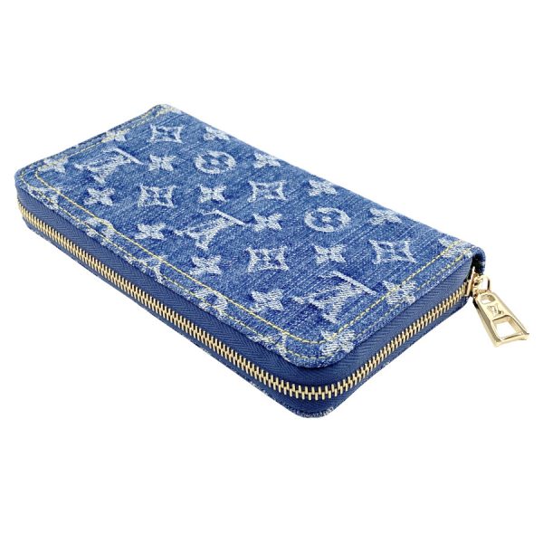 m82958 4 Louis Vuitton Monogram Wallet Long Round Zipper Denim Blue