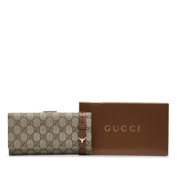 m97srtji79pp9b87 10 Gucci GG Supreme Bi fold Wallet Beige Brown