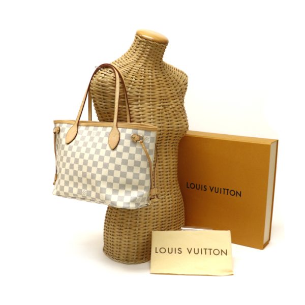 mah05501 Louis Vuitton Neverfull PM Tote Bag White Gray