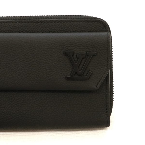 mai07514 5 LOUIS VUITTON Zippy Wallet Grain Leather Aerogram Long Wallet L shaped Zipper Clutch Black