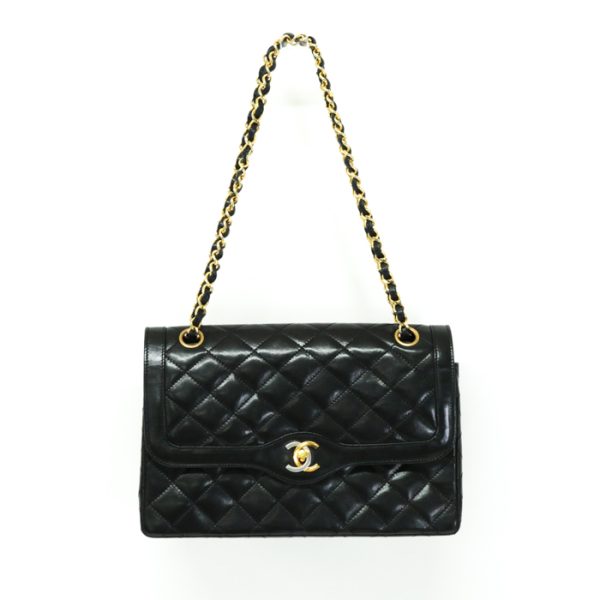 maj05006 2 Chanel Double Flap Coco Mark Shoulder Bag Black