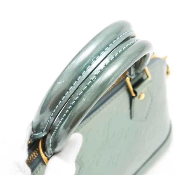 mao06013 6 LOUIS VUITTON Alma BB Monogram Vernis Patent Leather Enamel Green Art Deco Metallic Green