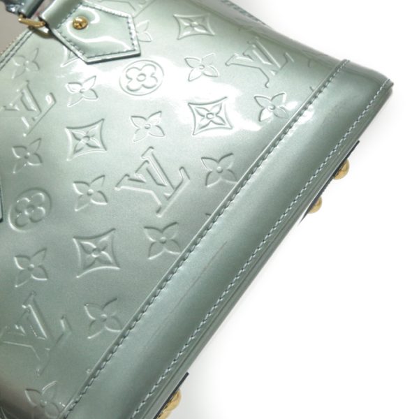 mao06013 7 LOUIS VUITTON Alma BB Monogram Vernis Patent Leather Enamel Green Art Deco Metallic Green