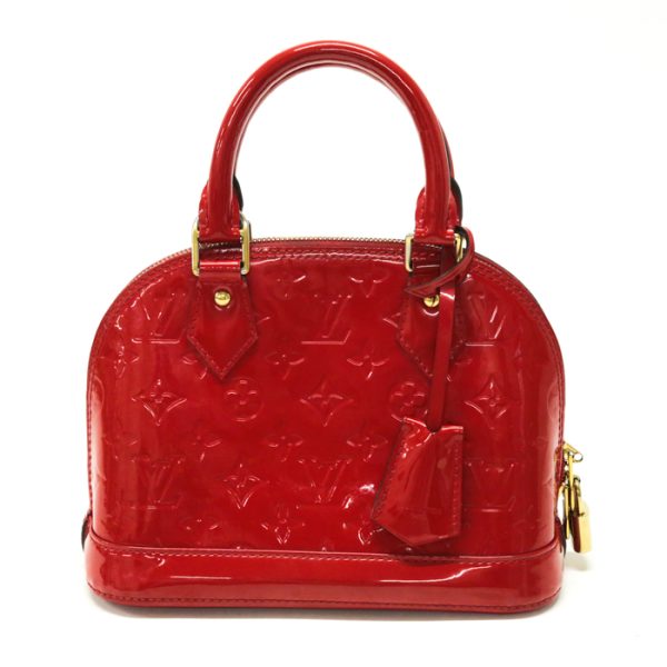 mao25008 2 LOUIS VUITTON Alma BB Monogram Vernis Patent Leather Enamel Rouge Grenardine Red