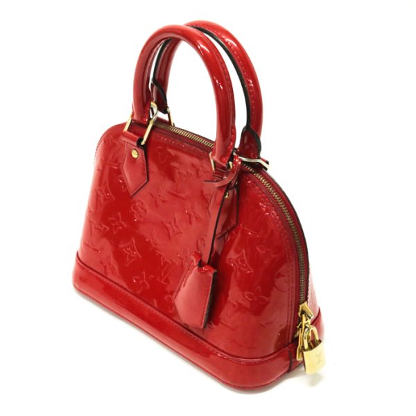 mao25008 3 LOUIS VUITTON Alma BB Monogram Vernis Patent Leather Enamel Rouge Grenardine Red