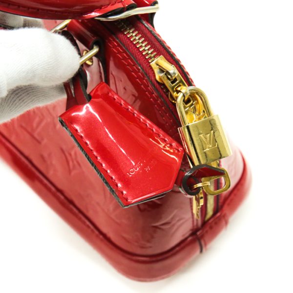 mao25008 6 LOUIS VUITTON Alma BB Monogram Vernis Patent Leather Enamel Rouge Grenardine Red