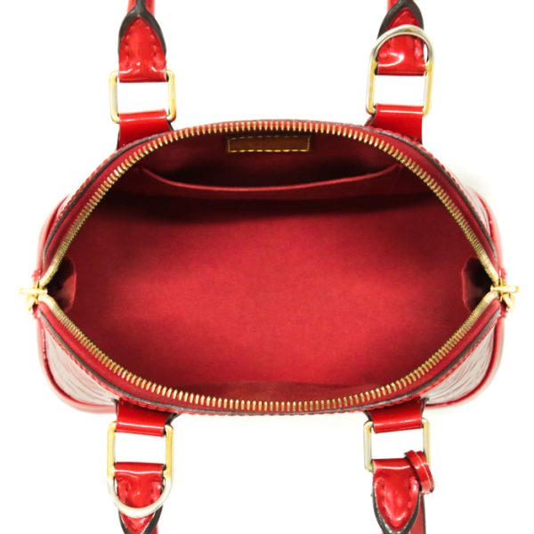 mao25008 8 LOUIS VUITTON Alma BB Monogram Vernis Patent Leather Enamel Rouge Grenardine Red