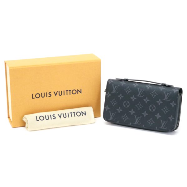 mar26018 LOUIS VUITTON Zippy XL Monogram Eclipse Round Zipper Long Wallet Black