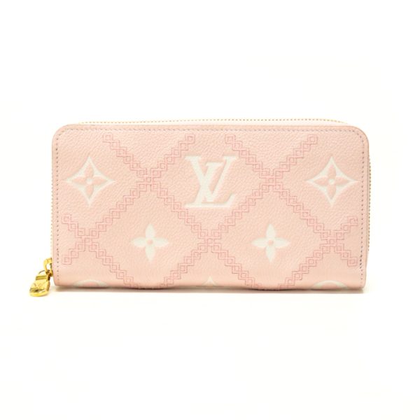 mas10005 1 LOUIS VUITTON Zippy Monogram Empreinte Stitch Long Wallet Broderie Pink