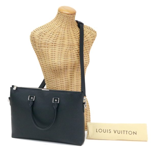 maw11012 LOUIS VUITTON Anton Briefcase Taiga Leather Ardoise Black