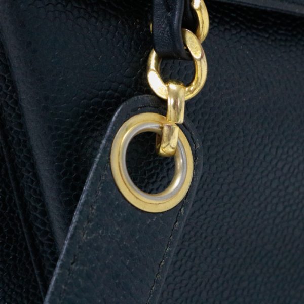 may05003 7 Chanel Chain Caviar Skin Leather Shoulder Bag Black