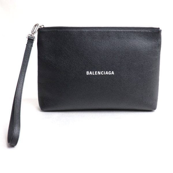 mb24 0519 16 520 Balenciaga Everyday Logo Print Clutch Bag Black