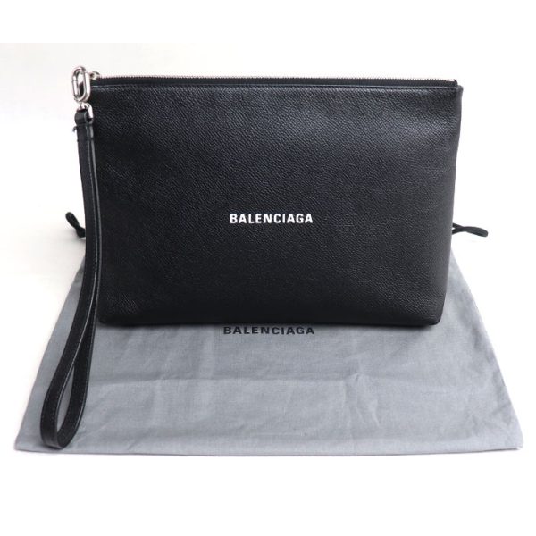 mb24 0519 16 529 Balenciaga Everyday Logo Print Clutch Bag Black