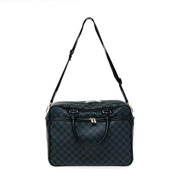 mba10004 1 LOUIS VUITTON Ikar Damier Graphite Leather Shoulder Gray Black