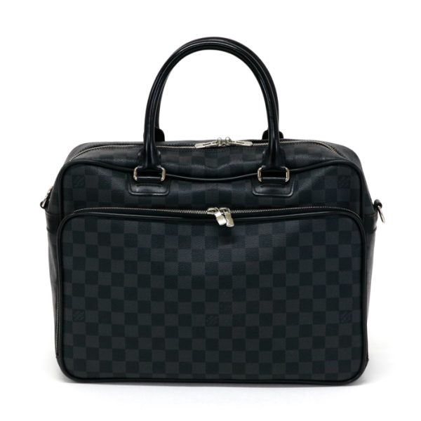 mba10004 2 LOUIS VUITTON Ikar Damier Graphite Leather Shoulder Gray Black