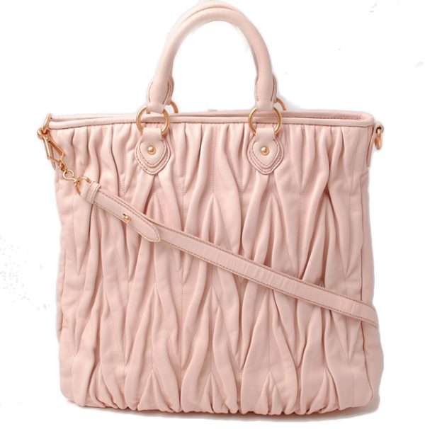 miu 16 064 1 Miu Miu Matelasse Lux Leather Shoulder Handbag Beige Pink