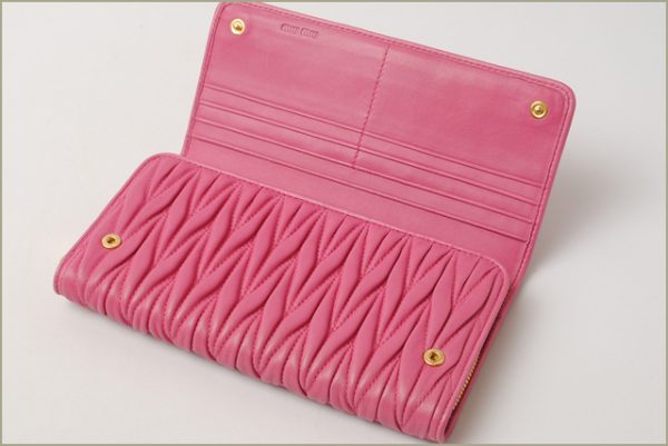 miu 16 082 4 Miu Miu Matelasse Lux Long Wallet Fuchsia