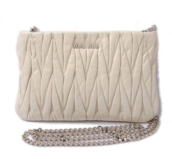 miu 17 010 1 Miu Miu Matelasse Lux Shoulder Clutch Bag Off White