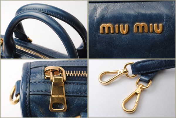 miu 18 002 6 Miu Miu Vitello Shine Shoulder Handbag Cobalt