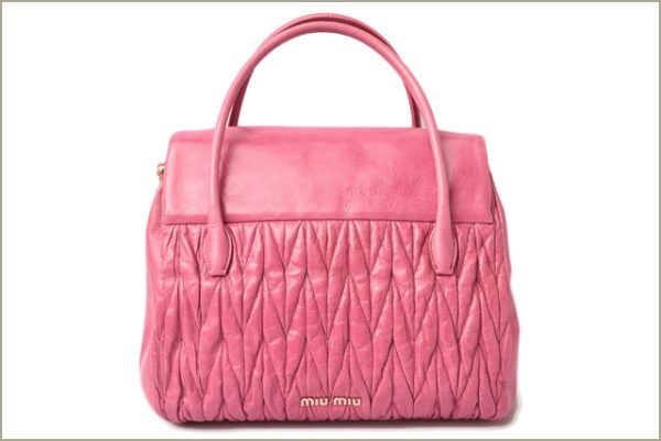 miu 18 077 4 Miu Miu Matelasse Lux Shoulder Tote Bag Peonia